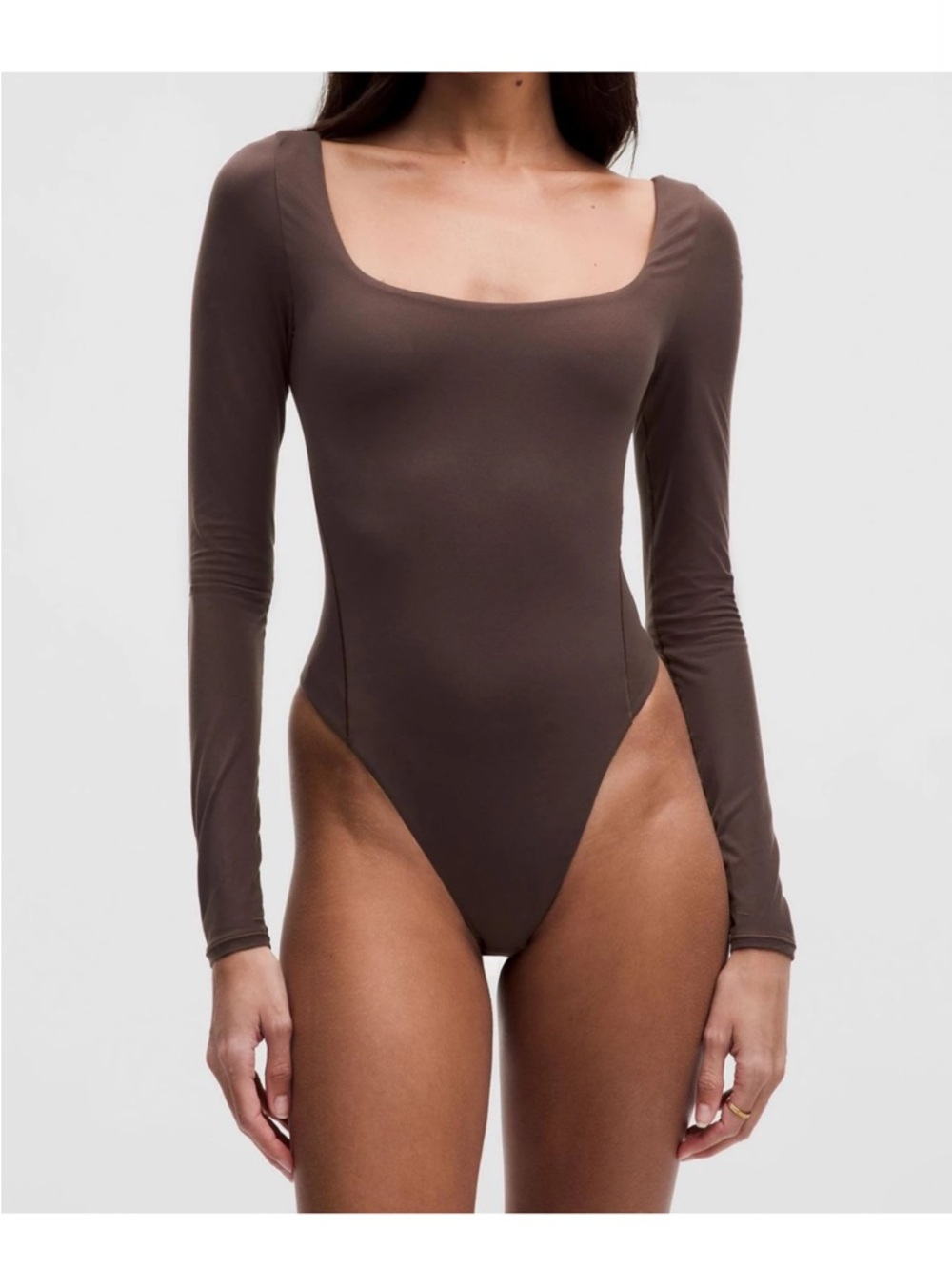 Wundermost Ultra-Soft Nulu Square-Neck Long-Sleeve Bodysuit